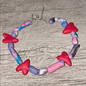 Hearts & Clay Beads-Like Bracelet